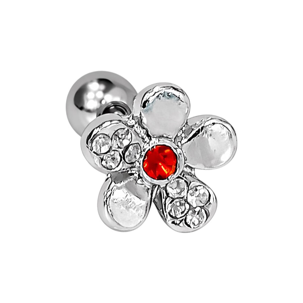Surgical Steel 16 Gauge Cartilage Barbell with CZ Flower - photo 4