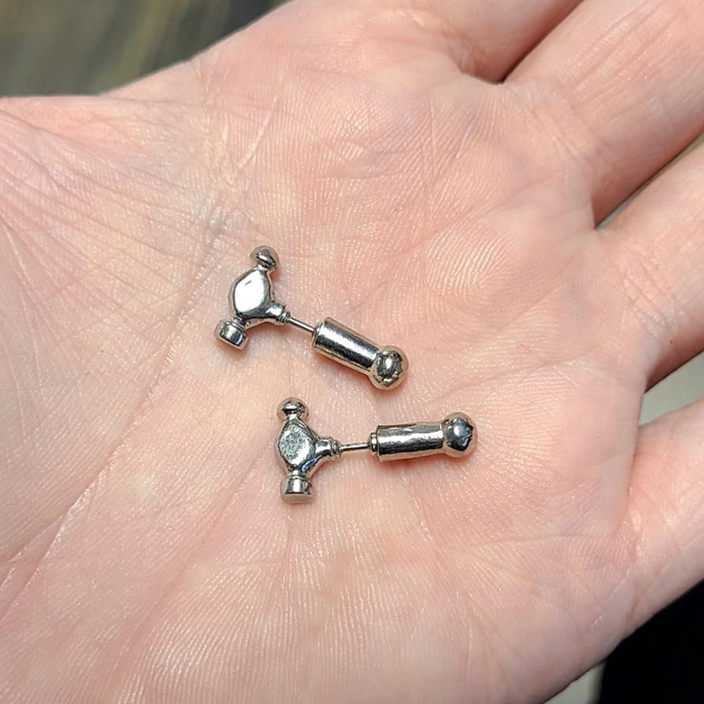 Surgical Steel 20 Gauge Hammer Fake Plug Stud Earrings - Pair