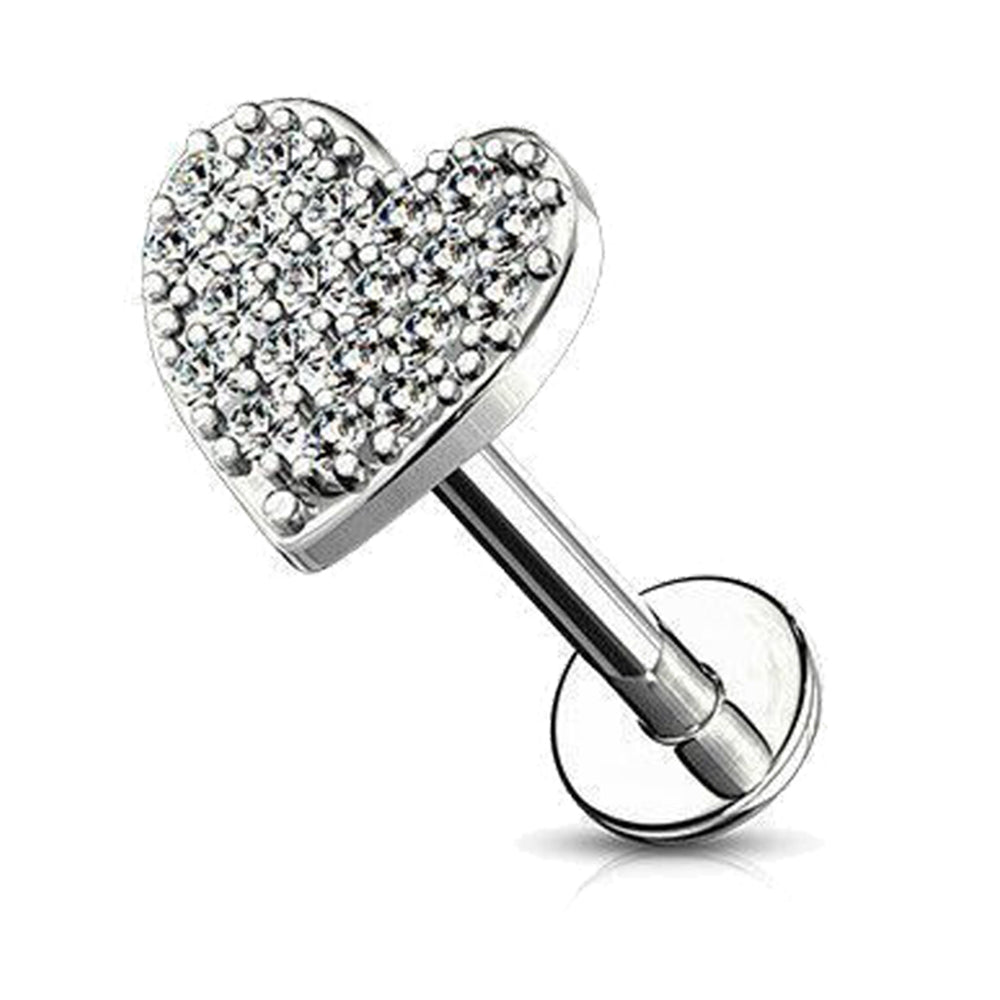 Surgical Steel 16 Gauge Labret Stud with Paved CZ Heart - photo 4