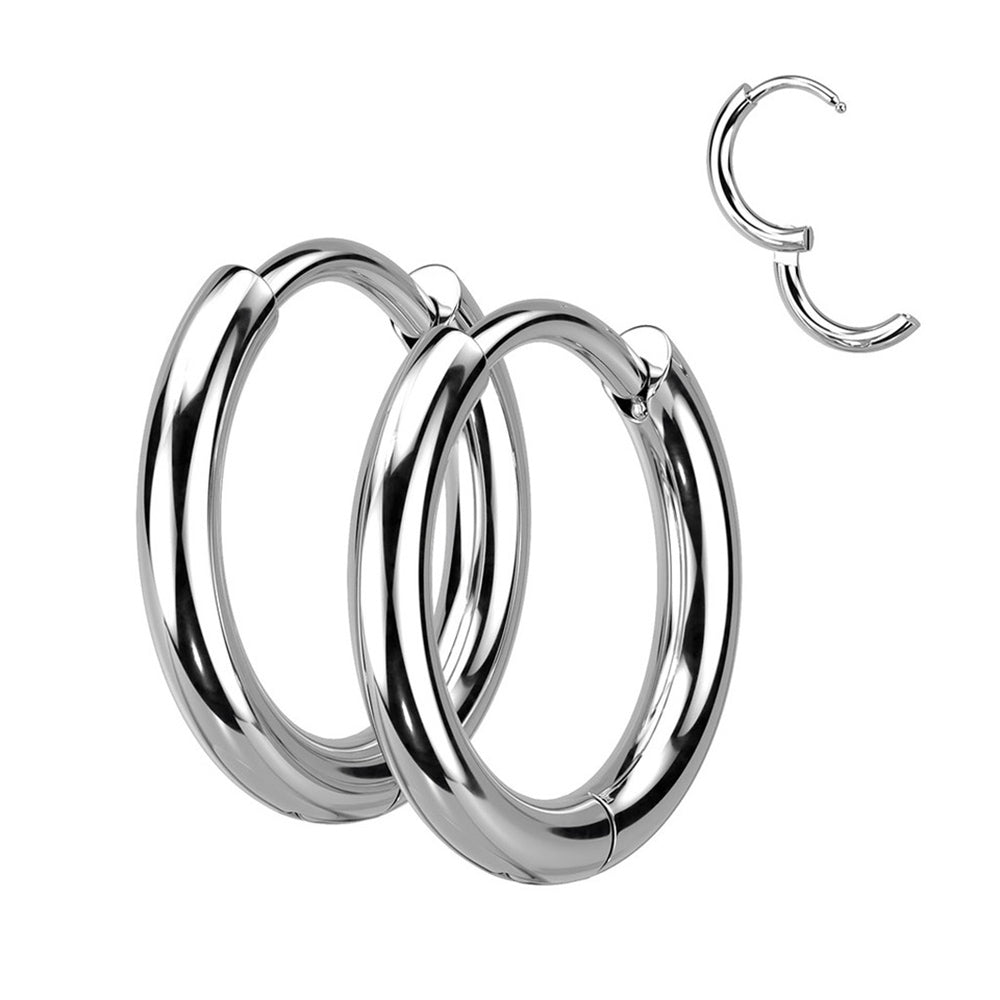 Surgical Steel 18 Gauge Hinged Clicker Huggie Hoop Earrings
