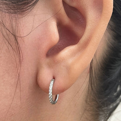 Surgical Steel Hinged Hoop Earrings 20 Gauge CZ Paved Gems - Pair - Kruelty