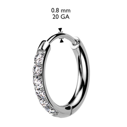 Surgical Steel Hinged Hoop Earrings 20 Gauge CZ Paved Gems - Pair - Kruelty