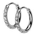 Surgical Steel Hinged Hoop Earrings 20 Gauge CZ Paved Gems - Pair - Kruelty - Photo 7