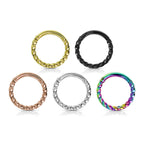 Surgical Steel Hinged Clicker Segment Hoop Ring 16 Gauge 5/16" Twisted - Kruelty