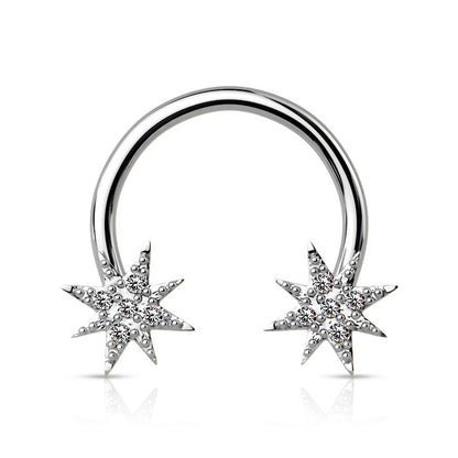 Surgical Steel 14 Gauge Horseshoe Circular Barbell with CZ Starburst - photo 6