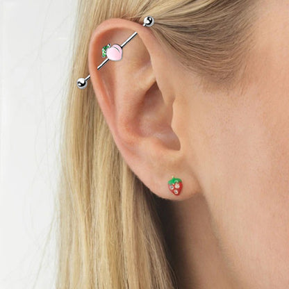 Surgical Steel 14 Gauge Industrial Barbell with Enamel Peach - photo 3