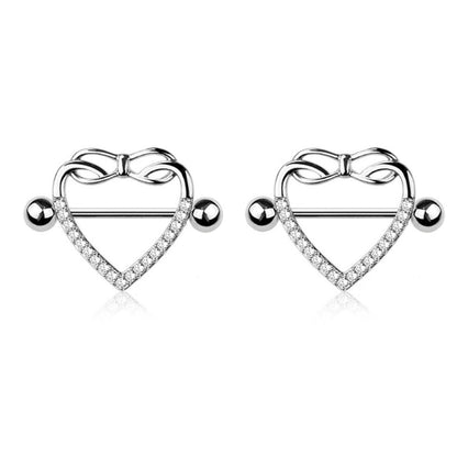 Surgical Steel & Titanium Nipple Shield Ring 14G Infinity Heart - Pair - photo 8