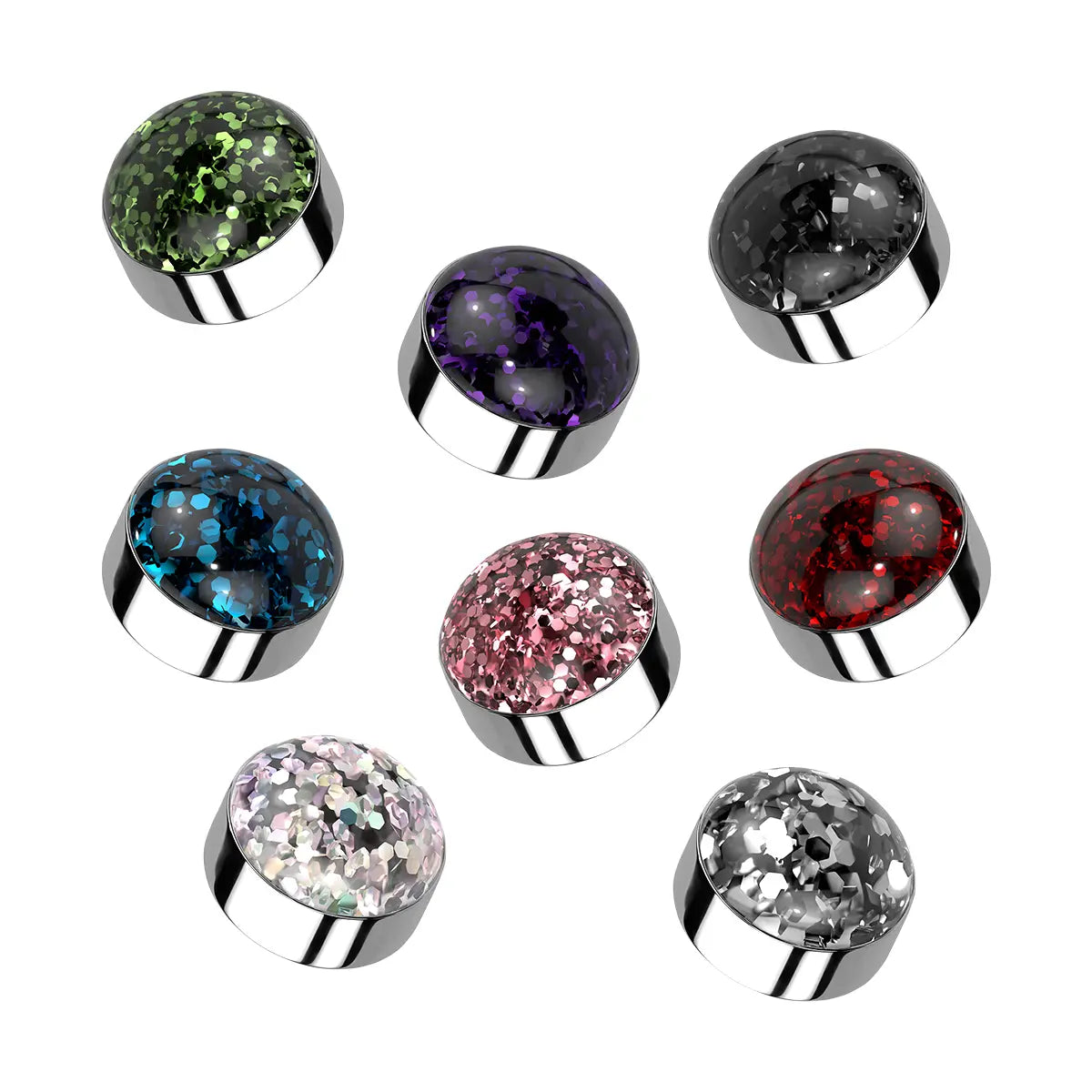 Surgical Steel Glitter Dome CZ Dermal Anchor Top 14G 4mm - 8 Colors