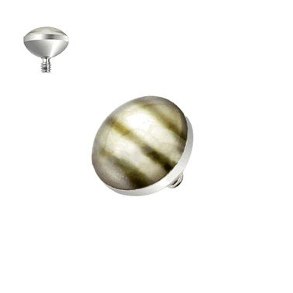 Surgical Steel Dermal Top 14 Gauge & Internal Thread Shell Inlay Dome - Kruelty