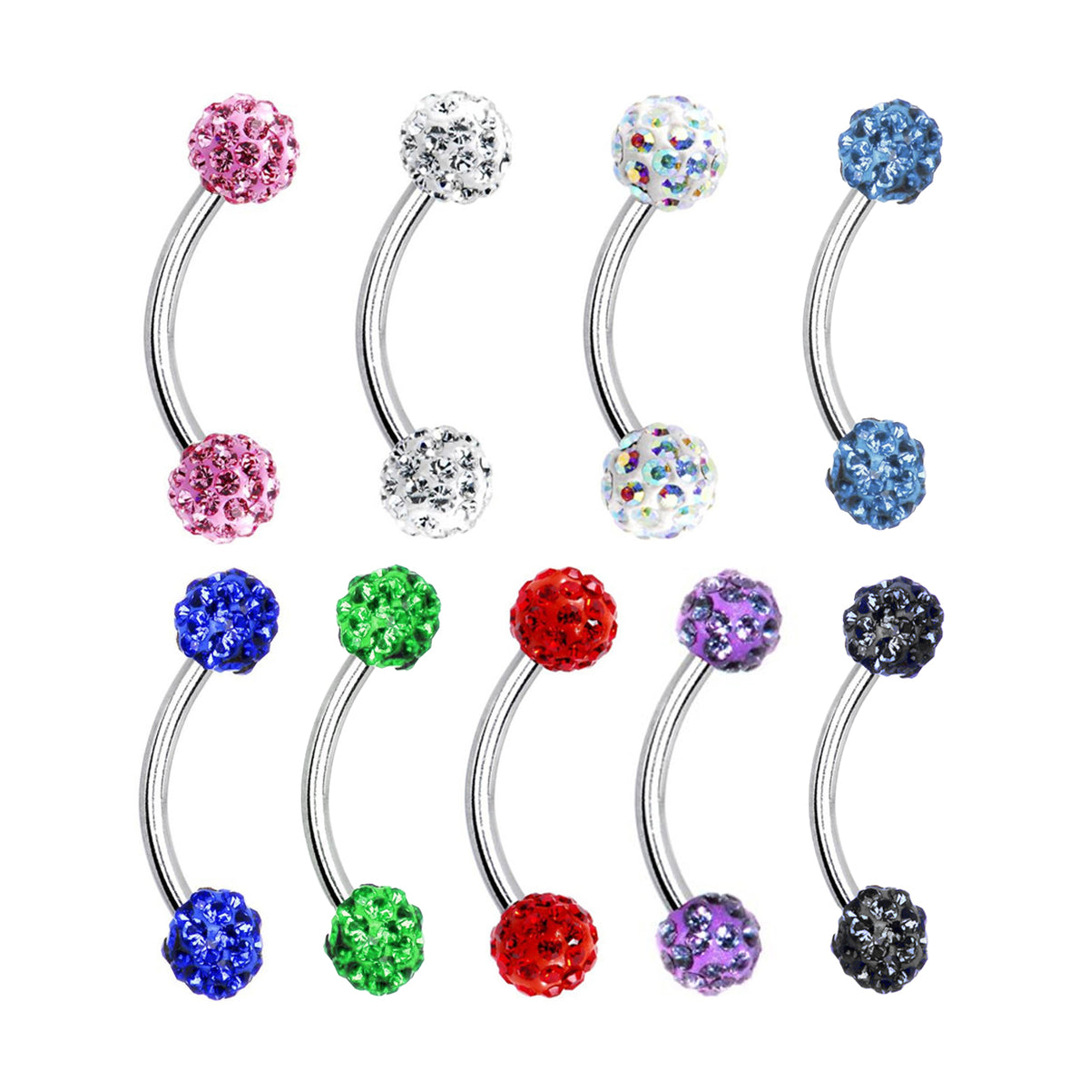 Surgical Steel Eyebrow Curved Barbell Ring 16 Gauge 5/16" Ferido Ball - Kruelty