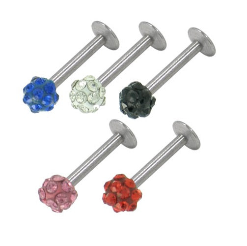 Surgical Steel 16 Gauge Labret Stud with Jeweled Lip Bead
