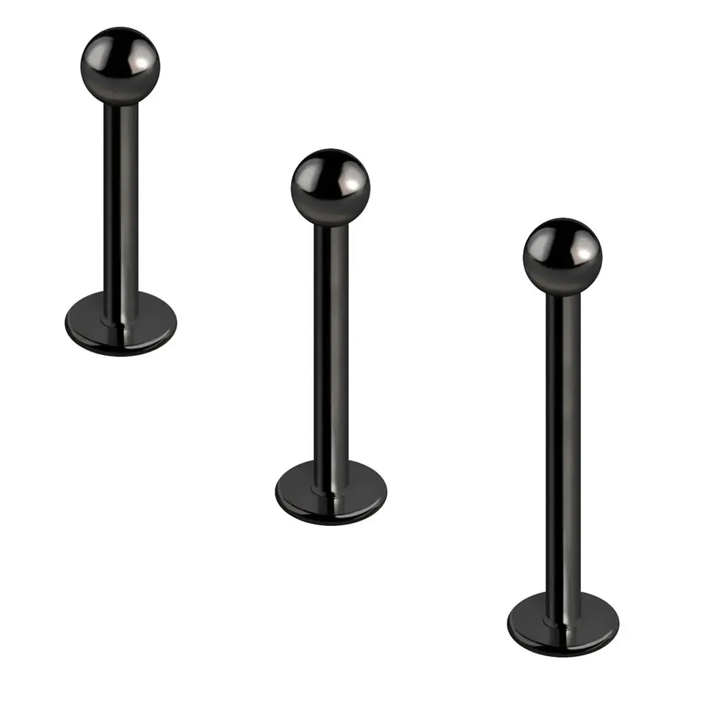 Surgical Steel 16 Gauge Black Flat Back Labret Stud