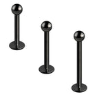 Surgical Steel 16 Gauge Black Flat Back Labret Stud
