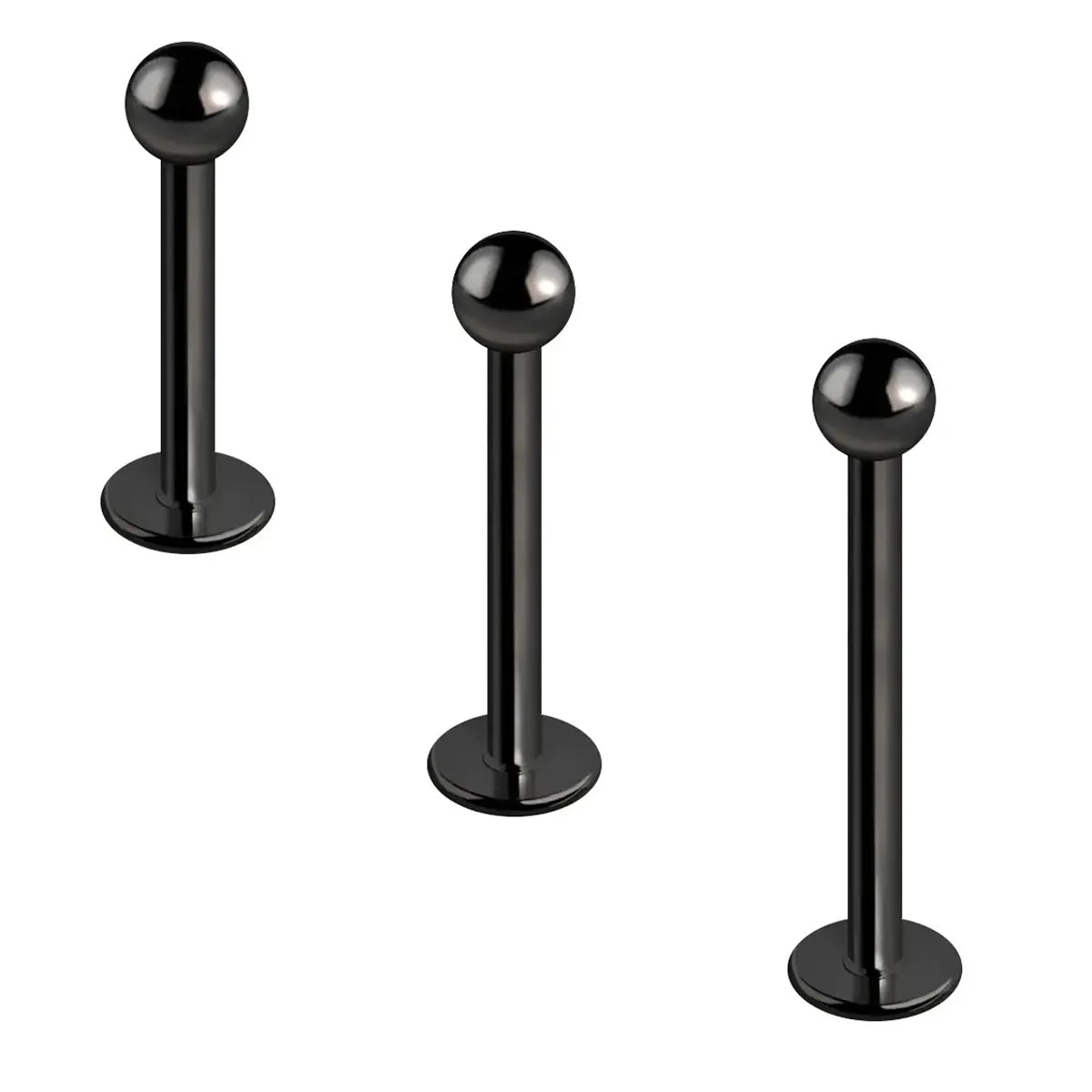 Surgical Steel 16 Gauge Black Flat Back Labret Stud