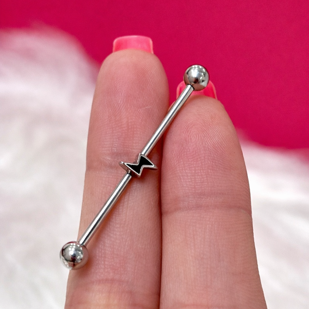 Surgical Steel Lightning Bolt Industrial Barbell 14 Gauge - photo 2