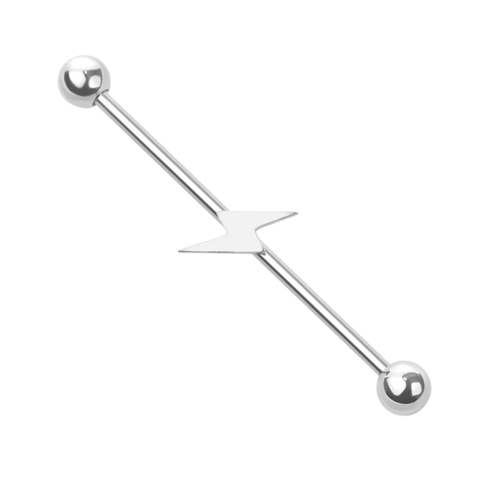 Surgical Steel 14 Gauge Industrial Barbell with Lightning Bolt - photo 4