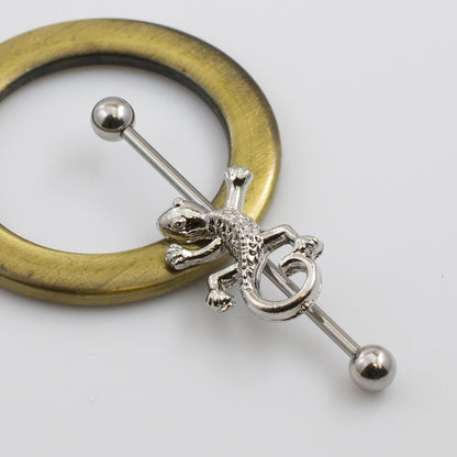 Surgical Steel 14 Gauge Industrial Barbell with Lizard - photo 5