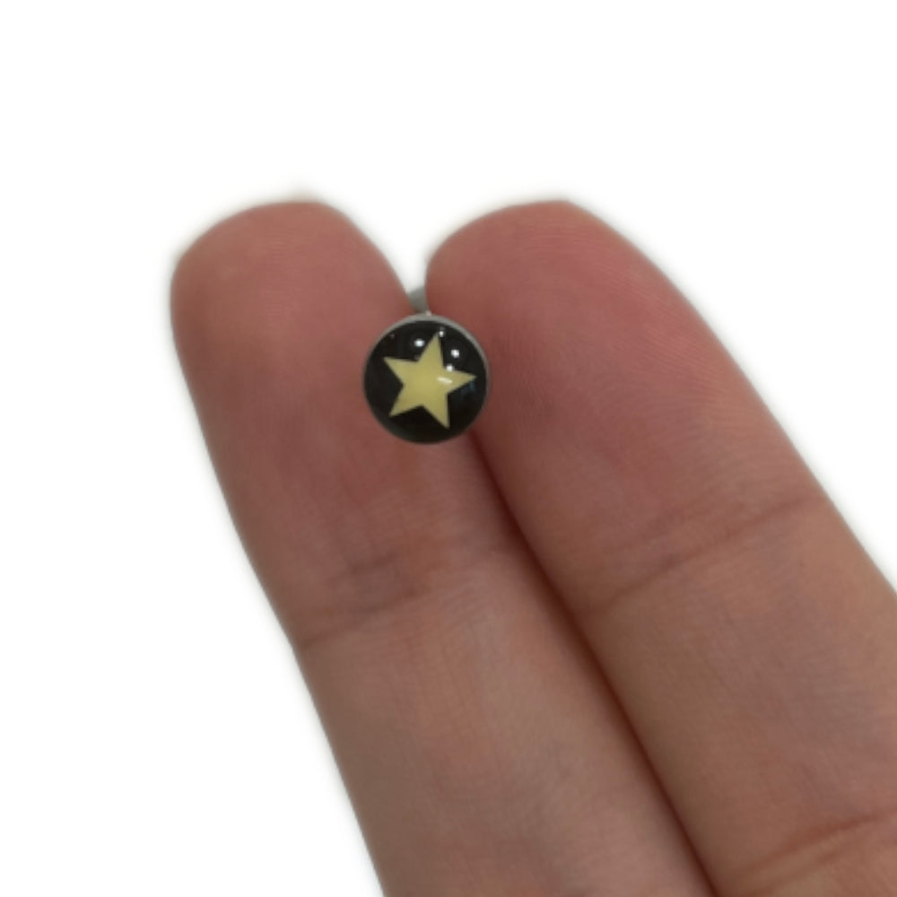 Surgical Steel Tongue Barbell 14 Gauge 15mm with Logo Star Top - photo 7