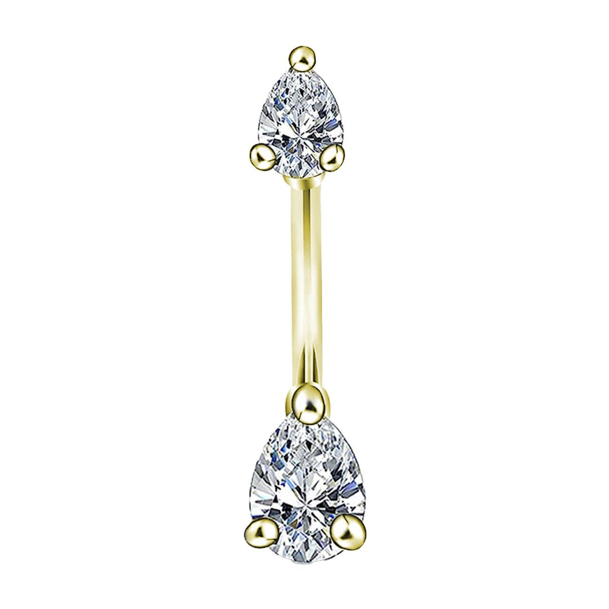 Surgical Steel Navel Belly Button Ring Curved Barbell 14 Gauge & Gems - Kruelty