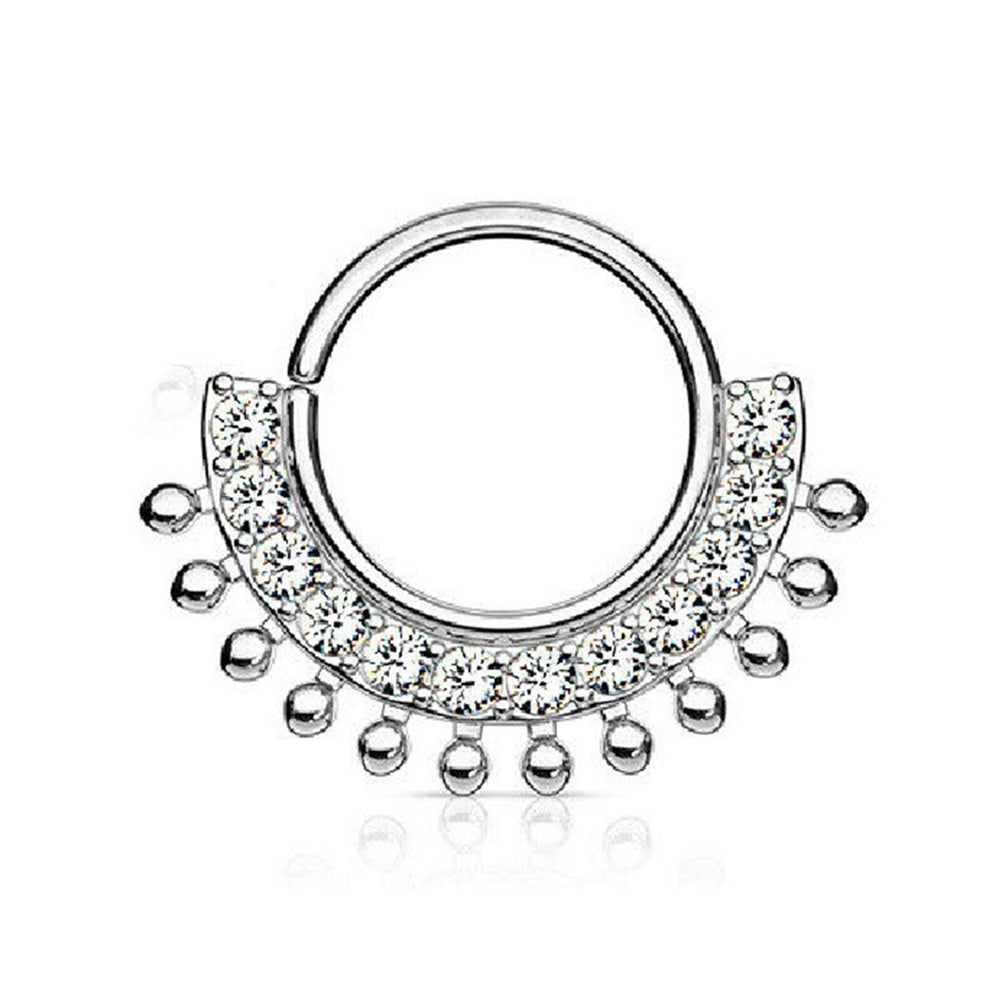 Surgical Steel 16 Gauge Ornate Paved CZ Bendable Hoop Ring - 15mm - photo 3