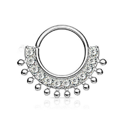 Surgical Steel 16 Gauge Ornate Paved CZ Bendable Hoop Ring - 15mm - photo 3