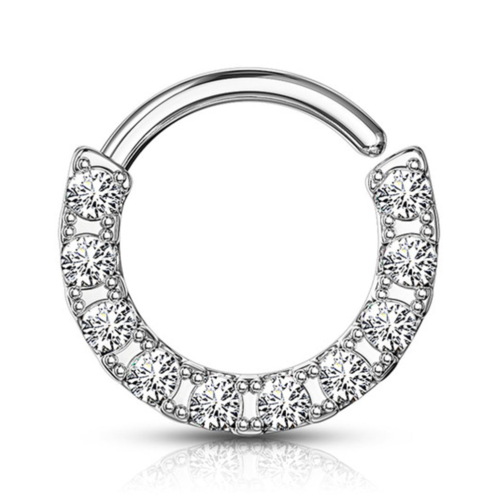 Surgical Steel 16 Gauge Front Facing Paved CZ Bendable Hoop - photo 6