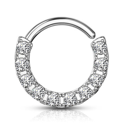 Surgical Steel 16 Gauge Front Facing Paved CZ Bendable Hoop - photo 6