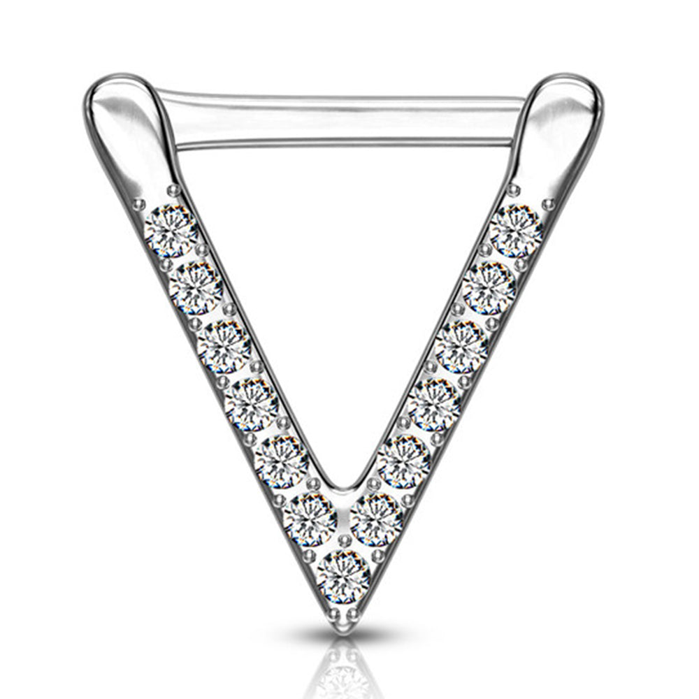 Surgical Steel 16 Gauge Paved CZ Triangle Septum Clicker - 8mm - photo 4