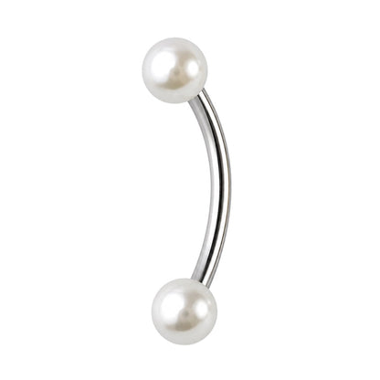 Surgical Steel 16 Gauge Curved Barbell with White Pearl Ball