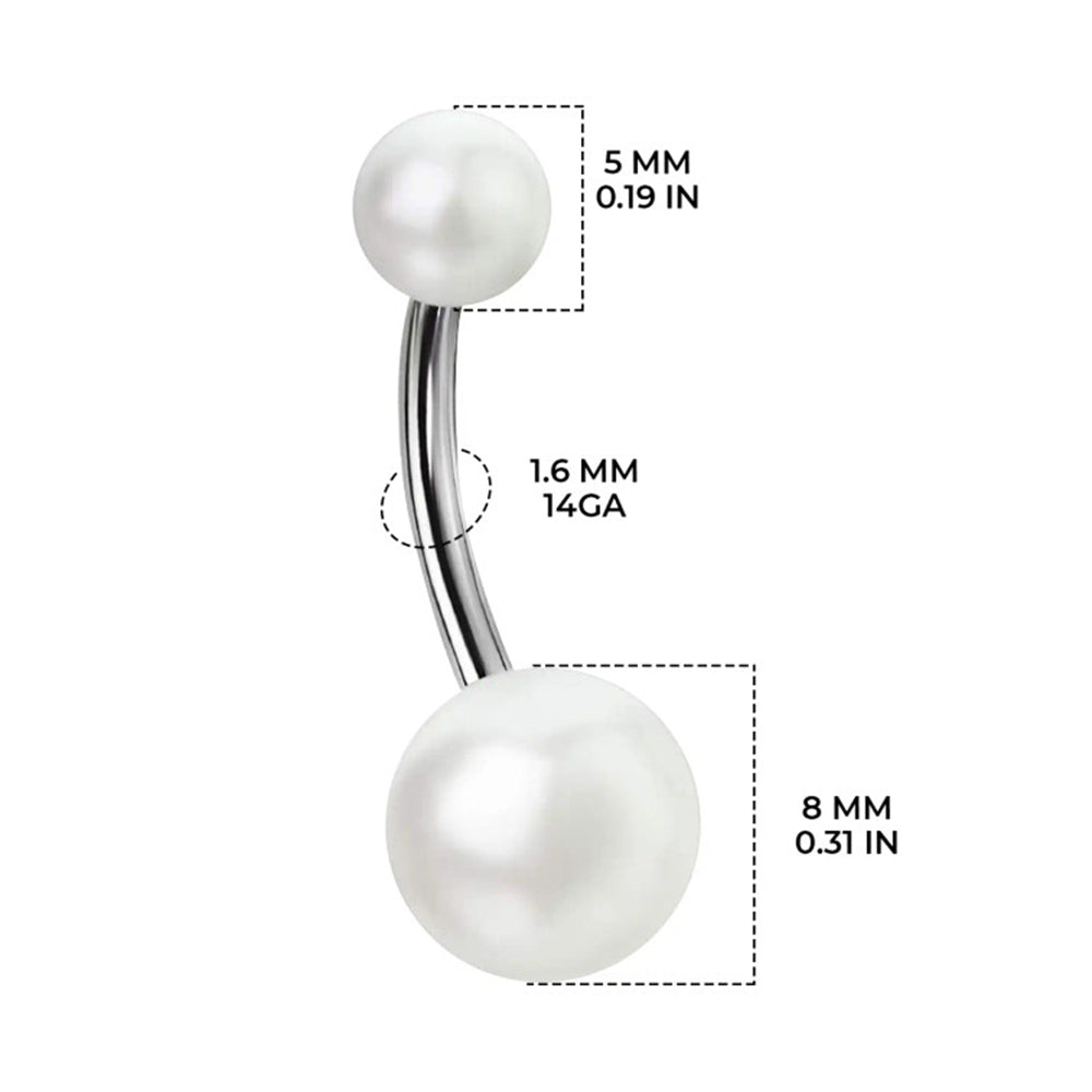 Surgical Steel 14 Gauge Belly Ring with Pearl - photo 3