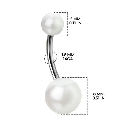 Surgical Steel 14 Gauge Belly Ring with Pearl - photo 3