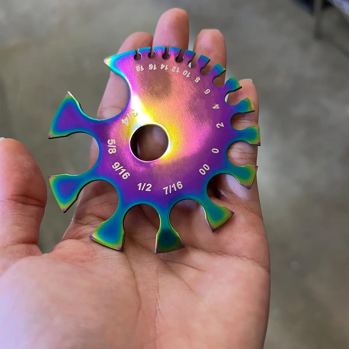 Surgical Steel Rainbow PVD Body Jewelry Gauge Measurement Wheel - photo 2