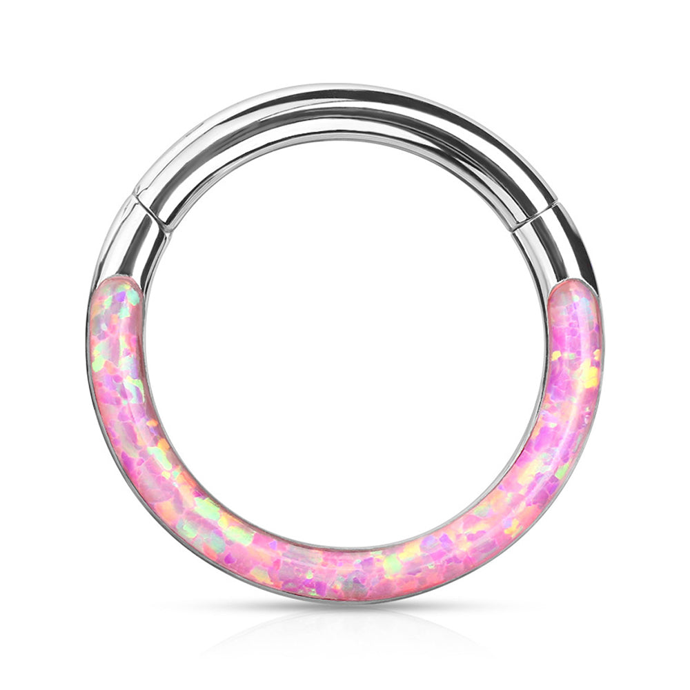 Surgical Steel 16 Gauge Front Facing Opal Hinged Segment Ring - photo 5