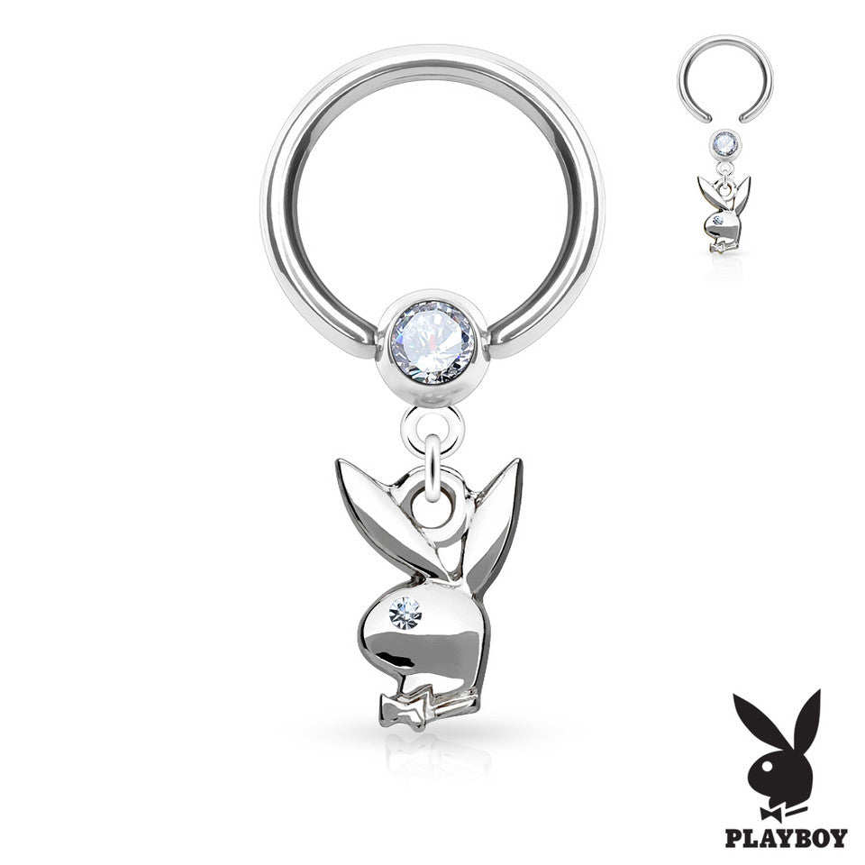 Surgical Steel 16 Gauge Captive Bead Ring with Playboy Dangle CZ - photo 2