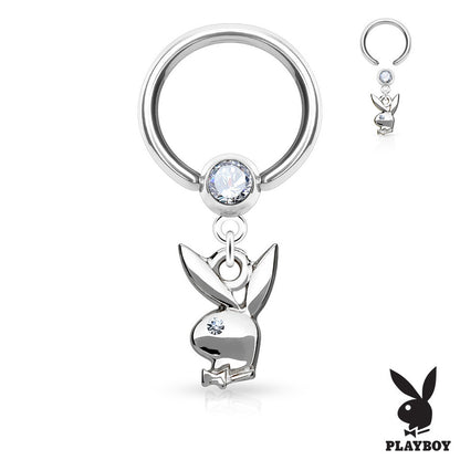Surgical Steel 16 Gauge Captive Bead Ring with Playboy Dangle CZ - photo 2