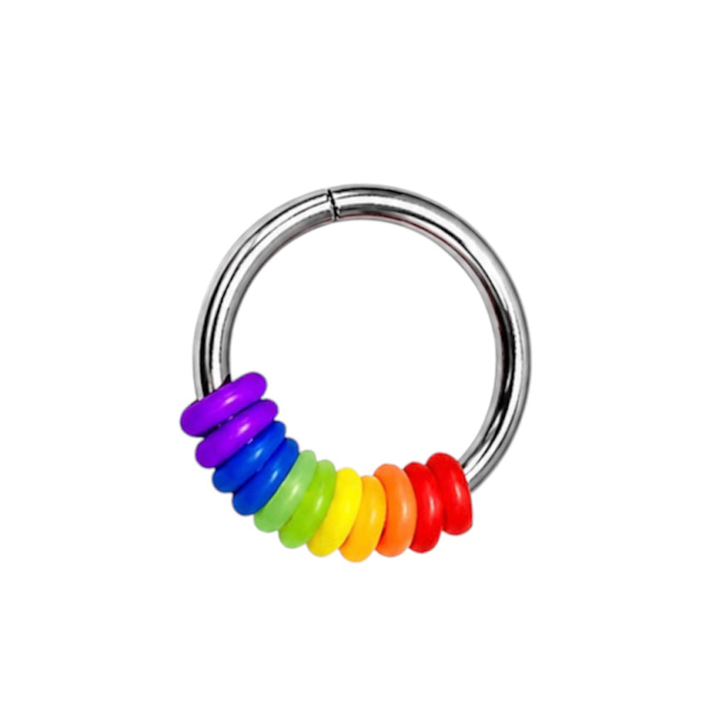 Surgical Steel 16 Gauge Septum Clicker Hoop Earrings Pride O Rings