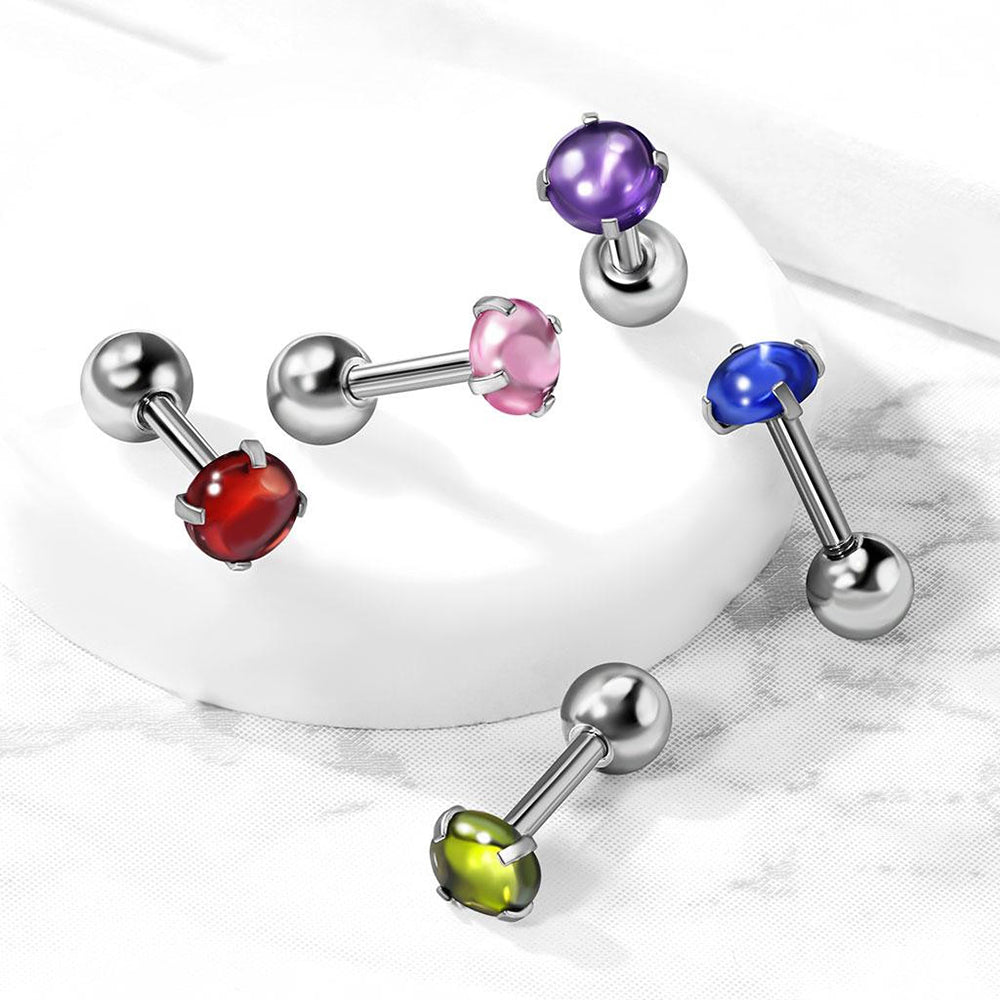 Surgical Steel 16 Gauge Tragus Barbell with Cabochon Stone - photo 4