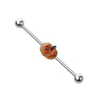 Surgical Steel 14 Gauge Pumpkin Industrial Barbell 38mm