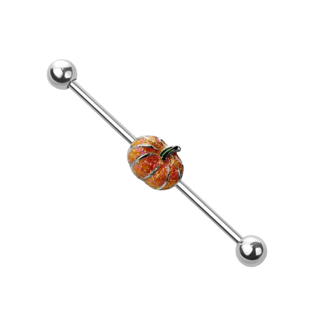Surgical Steel 14 Gauge Pumpkin Industrial Barbell 38mm