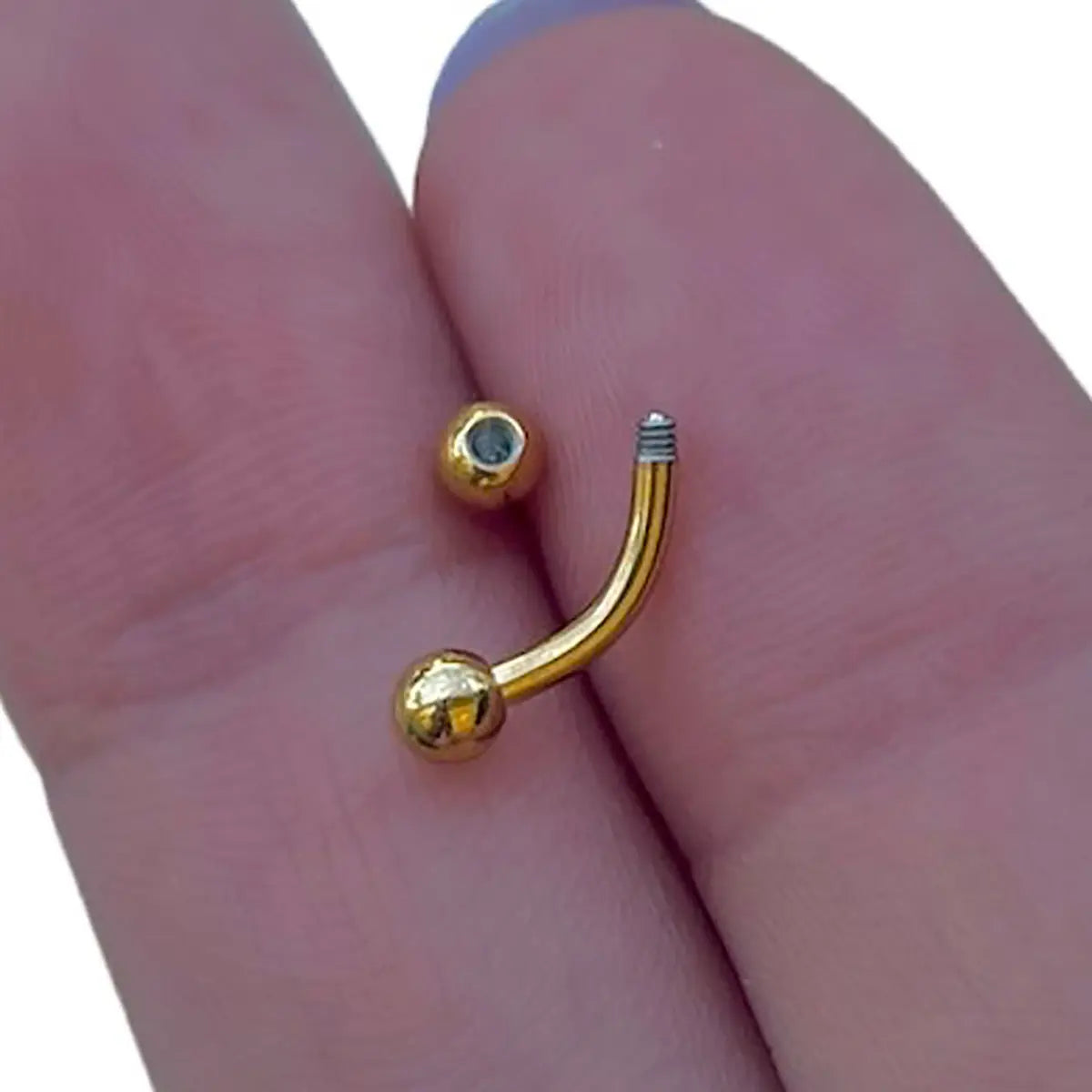 Surgical Steel PVD Gold Curved Eyebrow Barbell 16 Gauge