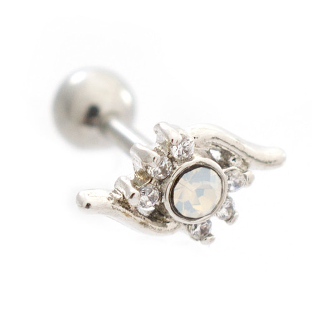 Surgical Steel 16 Gauge Cartilage Barbell with Flame Round CZ - photo 4