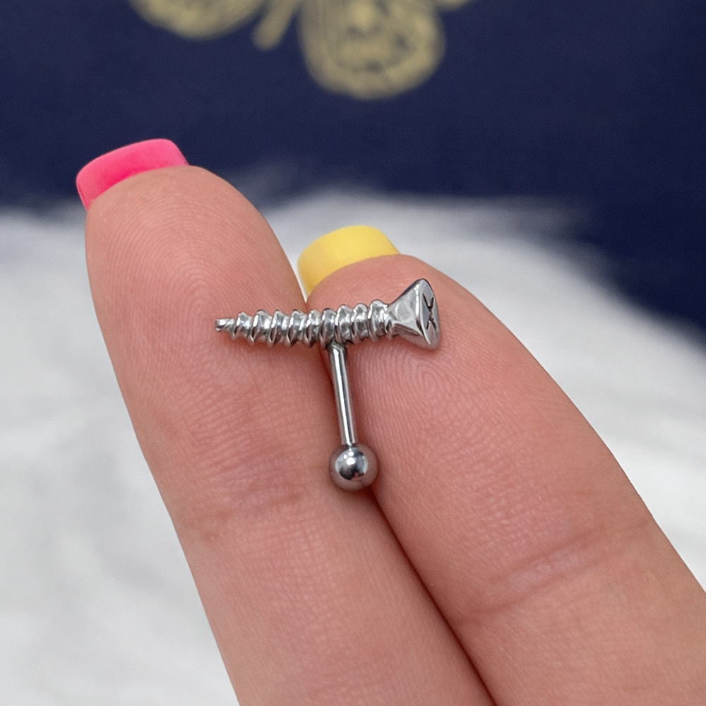 Surgical Steel Screw Top Cartilage Barbell 16 Gauge 6mm - photo 2