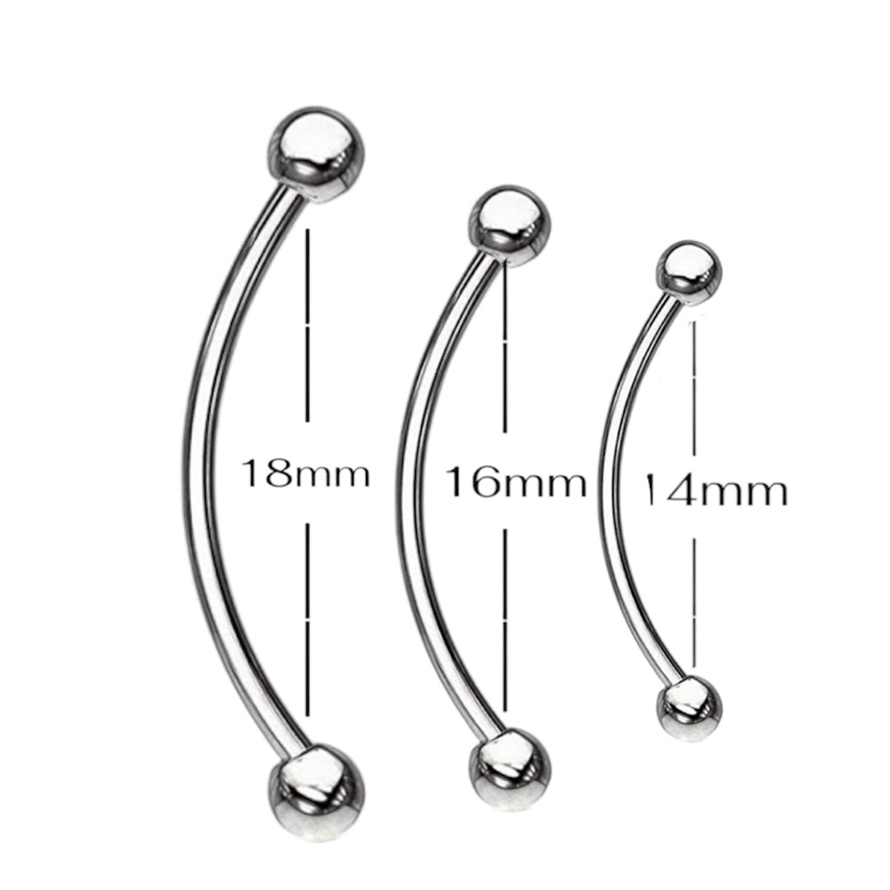 Surgical Steel 16 Gauge Curved Barbell Ball End Snake Eyes - 3 Pack - View 2