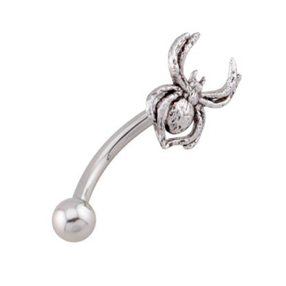 Surgical Steel 16 Gauge Curved Eyebrow Barbell with Venom Spider