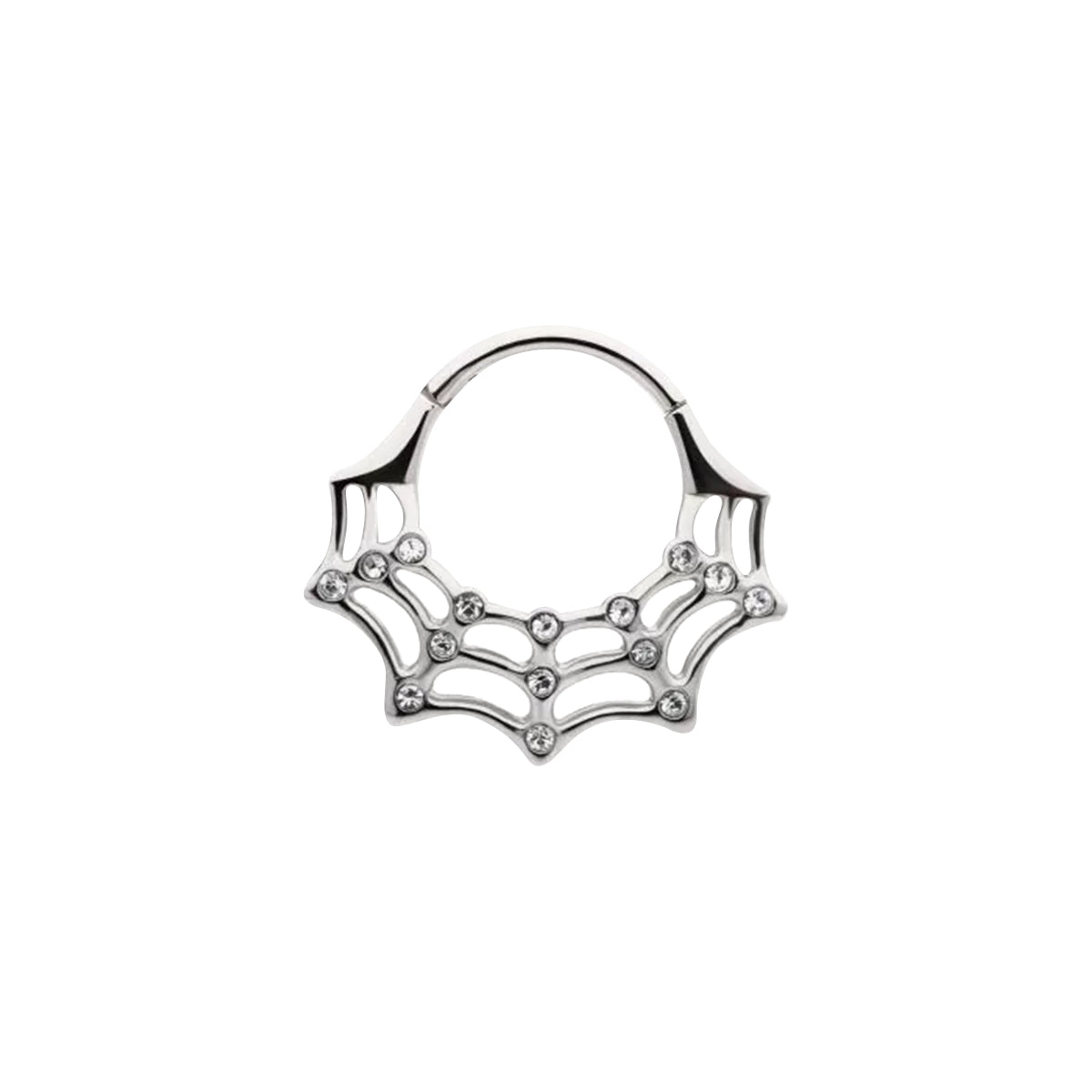 Surgical Steel Hinged Segment Ring 16G 10mm with Clear CZ Spider Web - photo 9