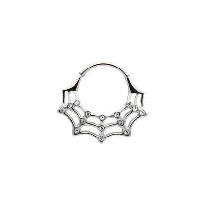 Surgical Steel Hinged Segment Ring 16G 10mm with Clear CZ Spider Web - photo 9