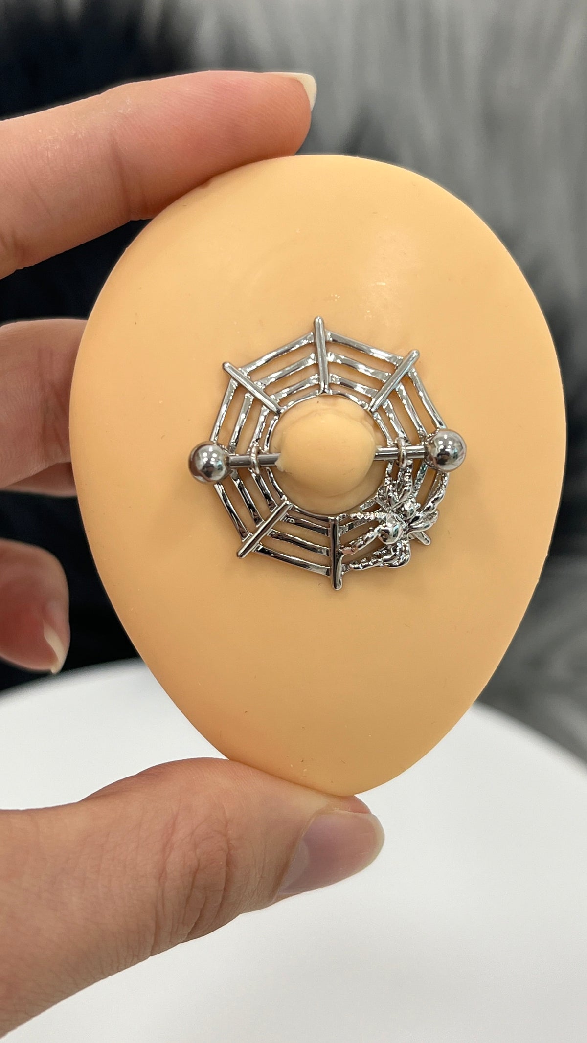 Surgical Steel 14 Gauge Spider Web Nipple Shield Rings - Pair - photo 5