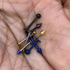 PVD Surgical Steel 16 Gauge Ball & Spike Labret Studs 8mm - 8 Pack