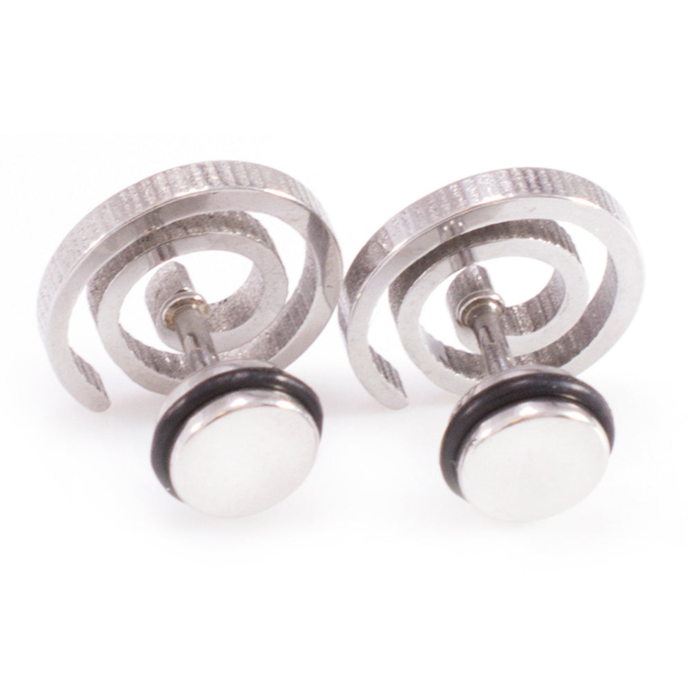 Surgical Steel 16 Gauge Spiral Swirl Fake Plug Earrings - Pair - photo 4