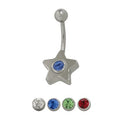 Surgical Steel 14 Gauge Belly Button Ring with Star CZ Jewel